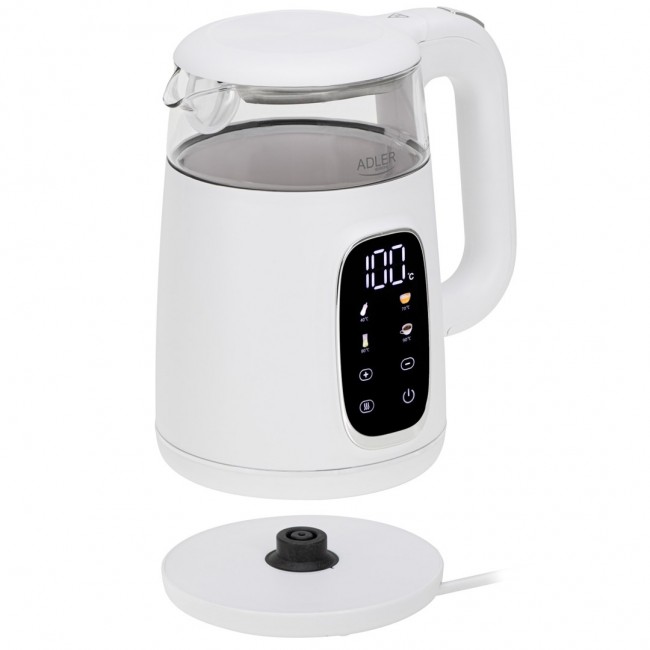 Adler AD 1305WS electric kettle 1.7 L 2200 W Transparent, White, Silver Adler AD 1305WS electric kettle 1.7 L 2200 W Transparent, White, Silver