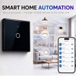 Qoltec 52711 Smart Touch 1-Gang Light Switch | Wi-Fi | Timer | Tuya | Smart Life | Tempered Glass | Black