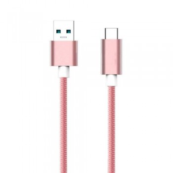 Καλώδιο Σύνδεσης USB 2.0 Braided inos USB A σε USB C Metallic 1m Ροζ-Χρυσό