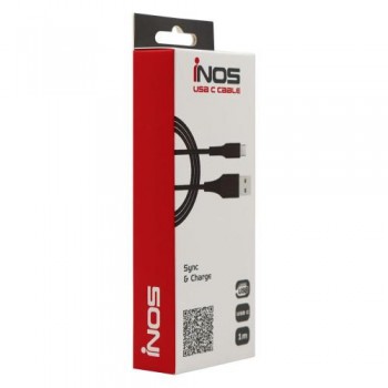 Καλώδιο Σύνδεσης USB 2.0 inos USB A σε USB C 1m Μαύρο
