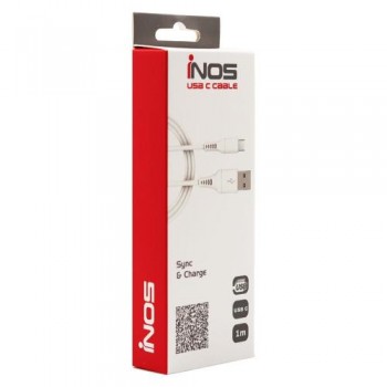 Καλώδιο Σύνδεσης USB 2.0 inos USB A σε USB C 1m Λευκό