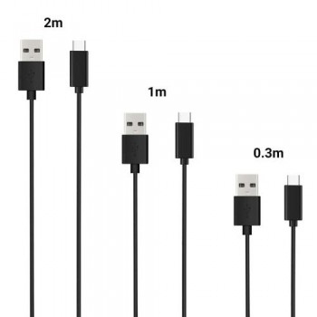 Σετ Καλώδια Σύνδεσης USB 2.0 inos USB A σε USB C 0.3m/ 1m/ 2m Μαύρο (3 τεμ)