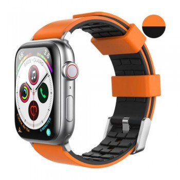 Λουράκι Σιλικόνης Ahastyle WA11 Duotone Premium Silicone Apple Watch 2/ 3/ 4/ 5/ 6/ 7/ SE (38mm/ 40mm/ 41mm) Πορτοκαλί-Μαύρο