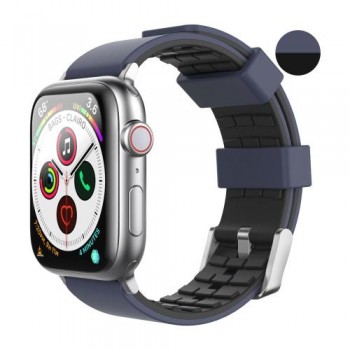 Λουράκι Σιλικόνης Ahastyle WA11 Duotone Premium Silicone Apple Watch 2/ 3/ 4/ 5/ 6/ 7/ SE (42mm/ 44mm/ 45mm) Σκούρο Μπλε-Μαύρο