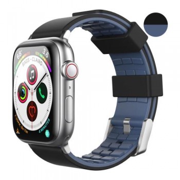 Λουράκι Σιλικόνης Ahastyle WA11 Duotone Premium Silicone Apple Watch 2/ 3/ 4/ 5/ 6/ 7/ SE (38mm/ 40mm/ 41mm) Μαύρο-Σκούρο Μπλε