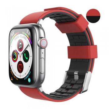 Λουράκι Σιλικόνης Ahastyle WA11 Duotone Premium Silicone Apple Watch 2/ 3/ 4/ 5/ 6/ 7/ SE (42mm/ 44mm/ 45mm) Σκούρο Κόκκινο-Μαύρο