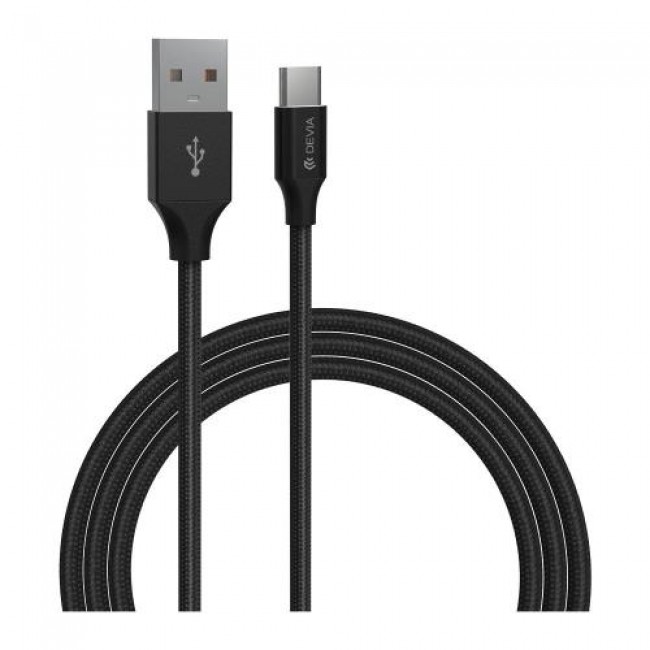 Καλώδιο Σύνδεσης USB 2.0 Devia EC303 Braided USB A σε USB C 1m Gracious Series Μαύρο