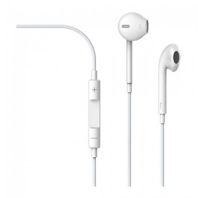 Hands Free Stereo Devia Earpods EM022 3.5mm με Χειριστήριο & Μικρόφωνο Λευκό