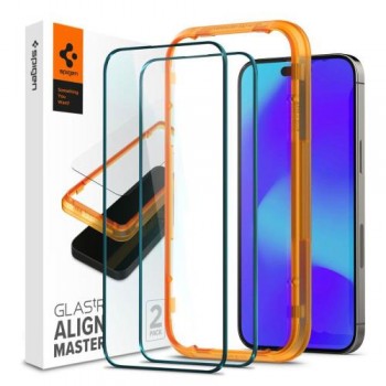 Tempered Glass Full Face Spigen Glas.tR Align Master Apple iPhone 14 Pro Max Μαύρο (2 τεμ.)