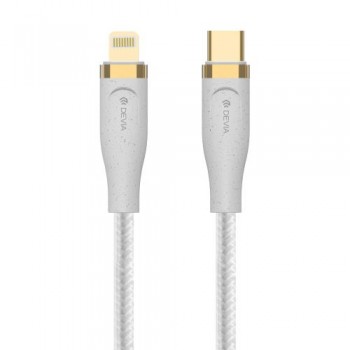 Καλώδιο Σύνδεσης USB 2.0 Woven Devia EC418 Braided USB C σε Lightning 1.5m Star Series Λευκό