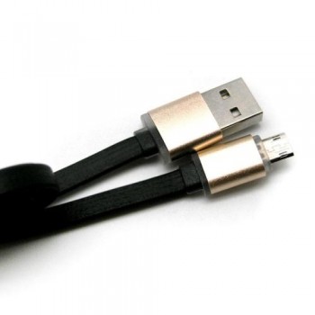 Καλώδιο Σύνδεσης USB 2.0 Πλακέ USB A σε Micro USB Reversible 1m Μαύρο (Ασυσκεύαστο)
