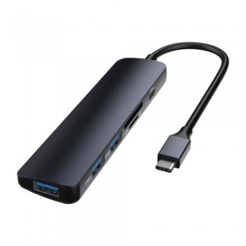 Hub USB C Devia EC135 5 σε 1 με Card Reader Leopard PD Γκρι