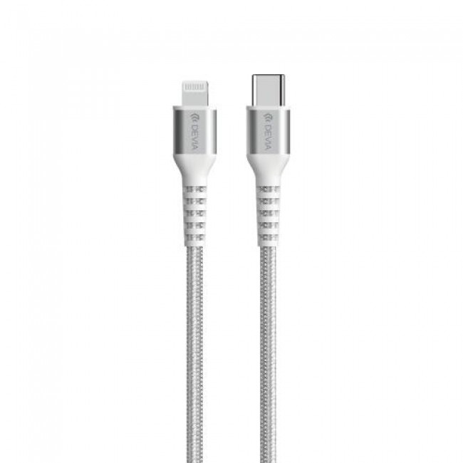 Καλώδιο Σύνδεσης USB 2.0 Woven Devia EC409 Braided USB C σε Lightning PD 20W 1.5m Gracious Λευκό