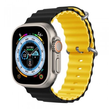 Λουράκι Devia Sport6 Silicone Apple Watch (38/ 40/ 41mm) Two-Tone Deluxe Μαύρο-Κίτρινο