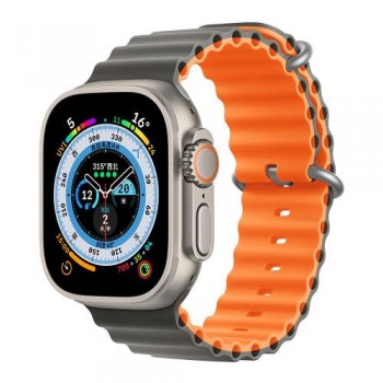 Λουράκι Devia Sport6 Silicone Apple Watch (38/ 40/ 41mm) Two-Tone Deluxe Γκρι-Πορτοκαλί