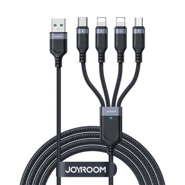 Καλώδιο Σύνδεσης USB 2.0 4in1 Joyroom Braided S-1T4018A18 USB A σε micro USB & USB C & 2 x Lightning 1.2m Μαύρο