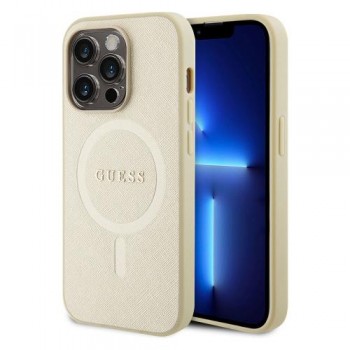 Θήκη PU Guess MagSafe Apple iPhone 15 Pro Saffiano Μπεζ