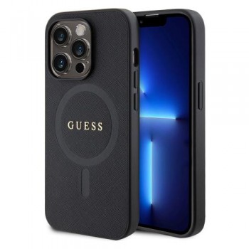 Θήκη PU Guess MagSafe Apple iPhone 15 Pro Saffiano Μαύρο