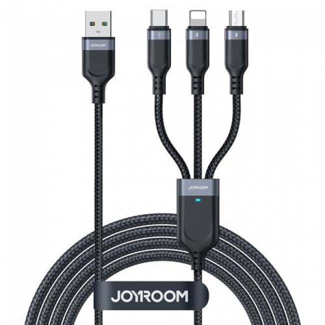 Καλώδιο Σύνδεσης USB 2.0 3in1 Joyroom Braided S-1T3018A18 USB A σε micro USB & USB C & Lightning 0.30m Μαύρο