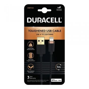 Καλώδιο Σύνδεσης USB 2.0 Duracell Braided Kevlar USB A σε MFI Lightning 1m Μαύρο