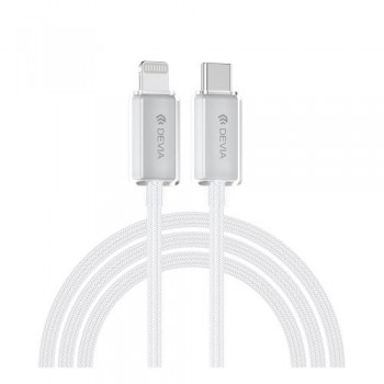 Καλώδιο Σύνδεσης USB 2.0 Woven Devia EC654 USB C σε Lightning PD 27W 1.5m Extreme Λευκό