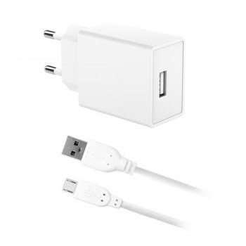 Φορτιστής Ταξιδίου inos με Έξοδο USB A 12W & Micro USB Καλώδιο 1m Λευκό