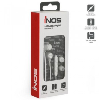 Hands Free Stereo inos 3.5mm Flatron II με Μικρά Ακουστικά Λευκό-Γκρι