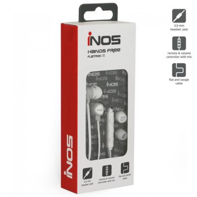 Hands Free Stereo inos 3.5mm Flatron II με Μικρά Ακουστικά Λευκό-Γκρι