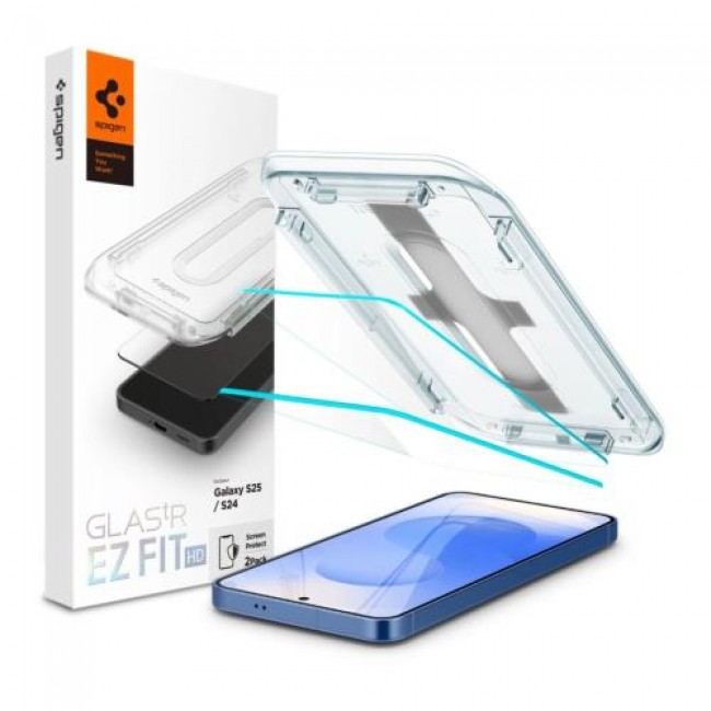 Tempered Glass Full Face Spigen Glas.tR EZ-FIT Samsung S921B Galaxy S24 5G/ S931B Galaxy S25 5G (2 τεμ.)