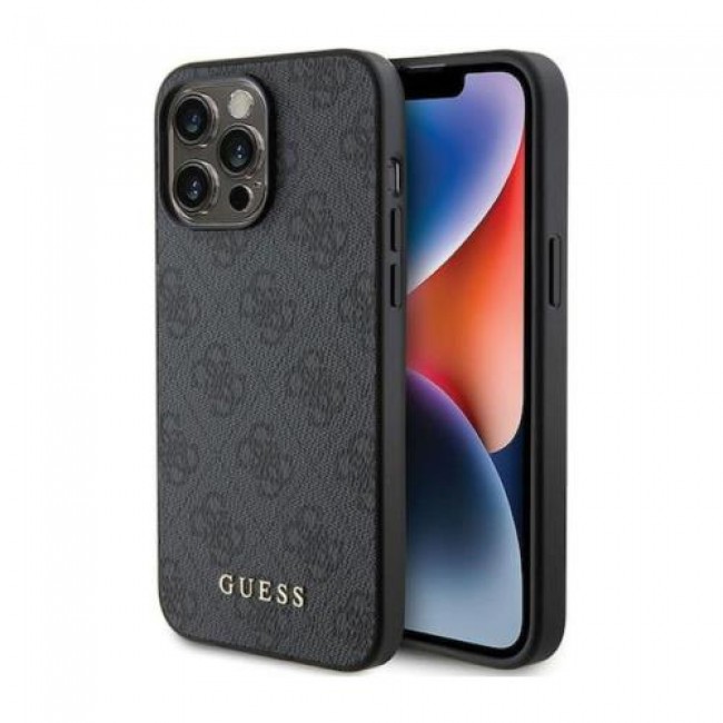 Θήκη PU Guess Apple iPhone 15 Pro Hardcase Metal Gold Logo 4G Γκρι Θήκη PU Guess Apple iPhone 15 Pro Hardcase Metal Gold Logo 4G Γκρι