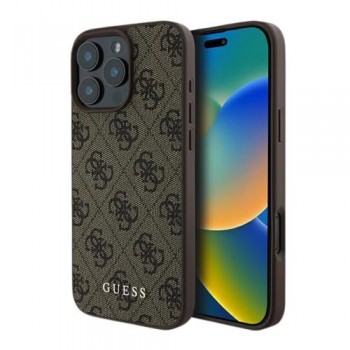 Θήκη PU Guess Apple iPhone 16 Pro Max Hardcase Classic Logo 4G Καφέ