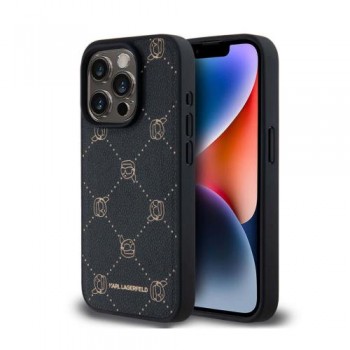 Θήκη PU Karl Lagerfeld iPhone 15 Pro Magsafe Leather Karl Head Μαύρο