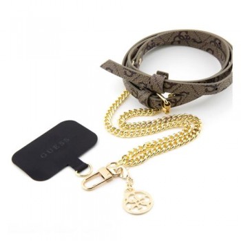 Universal Λουράκι Λαιμού Guess για Θήκες Κινητών 4G Chain CBDY Metal Eco-leather Καφέ