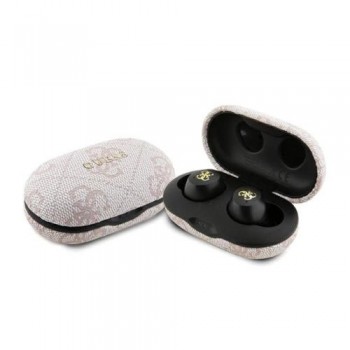 True Wireless Ακουστικά Bluetooth Guess Docking Station 4G Metal Ροζ