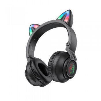 Ασύρματα Ακουστικά Κεφαλής Borofone BO18 Cat Ear Μαύρο
