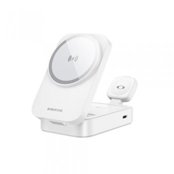 Ασύρματη Βάση Φόρτισης Μαγνητική 3 σε 1 Borofone BQ38 Sharp 15W Λευκό