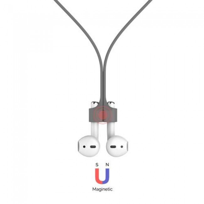 Strap Λαιμού Σιλικόνης AhaStyle PT74 Apple AirPods Magnetic Γκρι