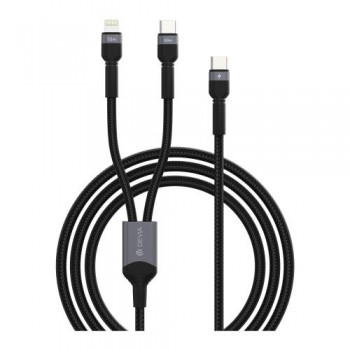 Καλώδιο Σύνδεσης USB 2.0 2in1 Braided Devia EC648 USB C σε USB C & Lightning PD 12W+60W 1.2m Extreme Μαύρο
