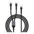 Καλώδιο Σύνδεσης USB 2.0 2in1 Braided Devia EC648 USB C σε USB C & Lightning PD 12W+60W 1.2m Extreme Μαύρο