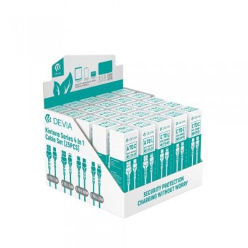 Καλώδιο Σύνδεσης USB 2.0 Devia EL237 4 σε 1 Kintone Series Eco-Friendly Λευκό (25 τεμ.) VALUE PACK