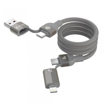 Καλώδιο Σύνδεσης USB 2.0 4in1 Woven Magnetic Devia EC655 USB A & USB C σε USB C & Lightning PD 27W+60W 1.5m Ultra 2 Τιτάνιο