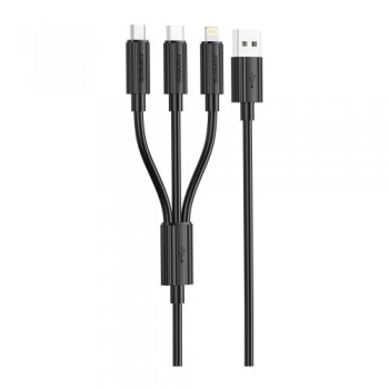 Καλώδιο Σύνδεσης USB 2.0 Foneng XS07 3in1 USB A σε micro USB & USB C & Lightning 3A 1.2m Μαύρο