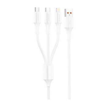 Καλώδιο Σύνδεσης USB 2.0 Foneng XS01 3in1 USB A σε micro USB & USB C & Lightning 3A 1.2m Λευκό
