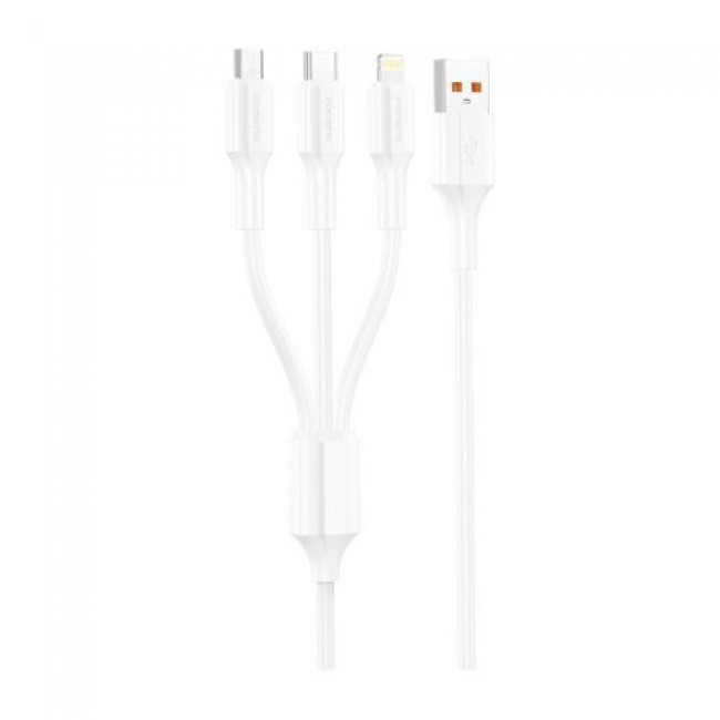 Καλώδιο Σύνδεσης USB 2.0 Foneng XS01 3in1 USB A σε micro USB & USB C & Lightning 3A 1.2m Λευκό Καλώδιο Σύνδεσης USB 2.0 Foneng XS01 3in1 USB A σε micro USB & USB C & Lightning 3A 1.2m Λευκό