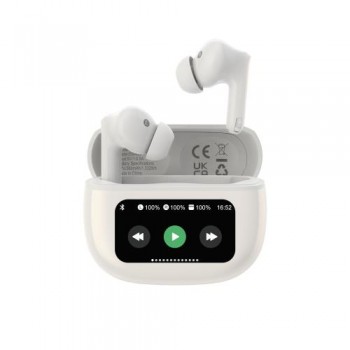 True Wireless Ακουστικά Bluetooth Devia ANC EM405 Pro3 με Οθόνη Λευκό