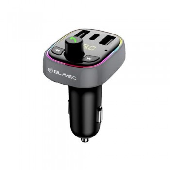 Φορτιστής Αυτοκινήτου + Bluetooth MP3 + Πομπός FM Blavec TR-03 με Διπλή Έξοδο USB A & USB C PD 30W Μαύρο