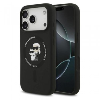 Θήκη Σιλικόνης Karl Lagerfeld Apple iPhone 17 Pro Max Magsafe Ring Karl & Choupette Μαύρο