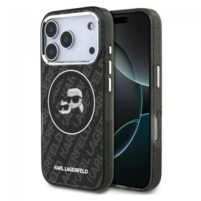 Θήκη Σιλικόνης Karl Lagerfeld Apple iPhone 17 Pro Magsafe Glitter Karl & Choupette Heads Μαύρο Θήκη Σιλικόνης Karl Lagerfeld Apple iPhone 17 Pro Magsafe Glitter Karl & Choupette Heads Μαύρο