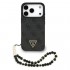 Θήκη PU Guess Apple iPhone 17 Pro Hardcase Classic Logo 4G Triangle με Pearl Strap Μαύρο
