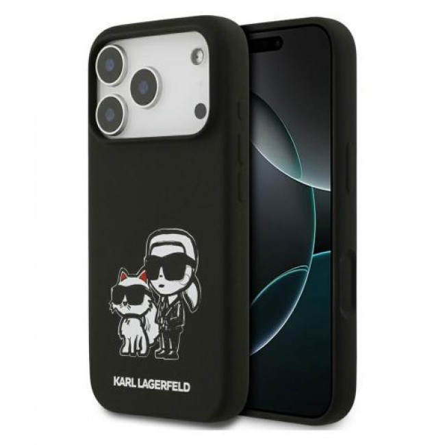 Θήκη Σιλικόνης Karl Lagerfeld Apple iPhone 17 Pro Sketch & Logo Karl & Choupette Μαύρο Θήκη Σιλικόνης Karl Lagerfeld Apple iPhone 17 Pro Sketch & Logo Karl & Choupette Μαύρο